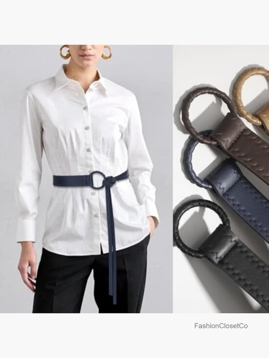 PU Leather Knotted Waist Belt for Women Thin Strap Dress Belt main image 7